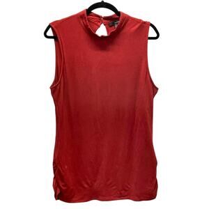 Harve Bernard Rust Orange Sleeveless Tunic Rouched Sides Keyhole Back XL